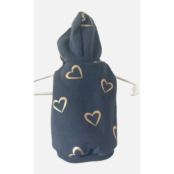 Top Paw Blue gold heart Hoodie Dog Clothes Puppy Kitten Pet XS - Picture 1 of 4